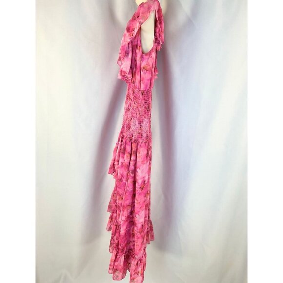 NEW MISA Los Angeles Pink Bo Ruffle Maxi Dress $460 - Picture 6 of 13